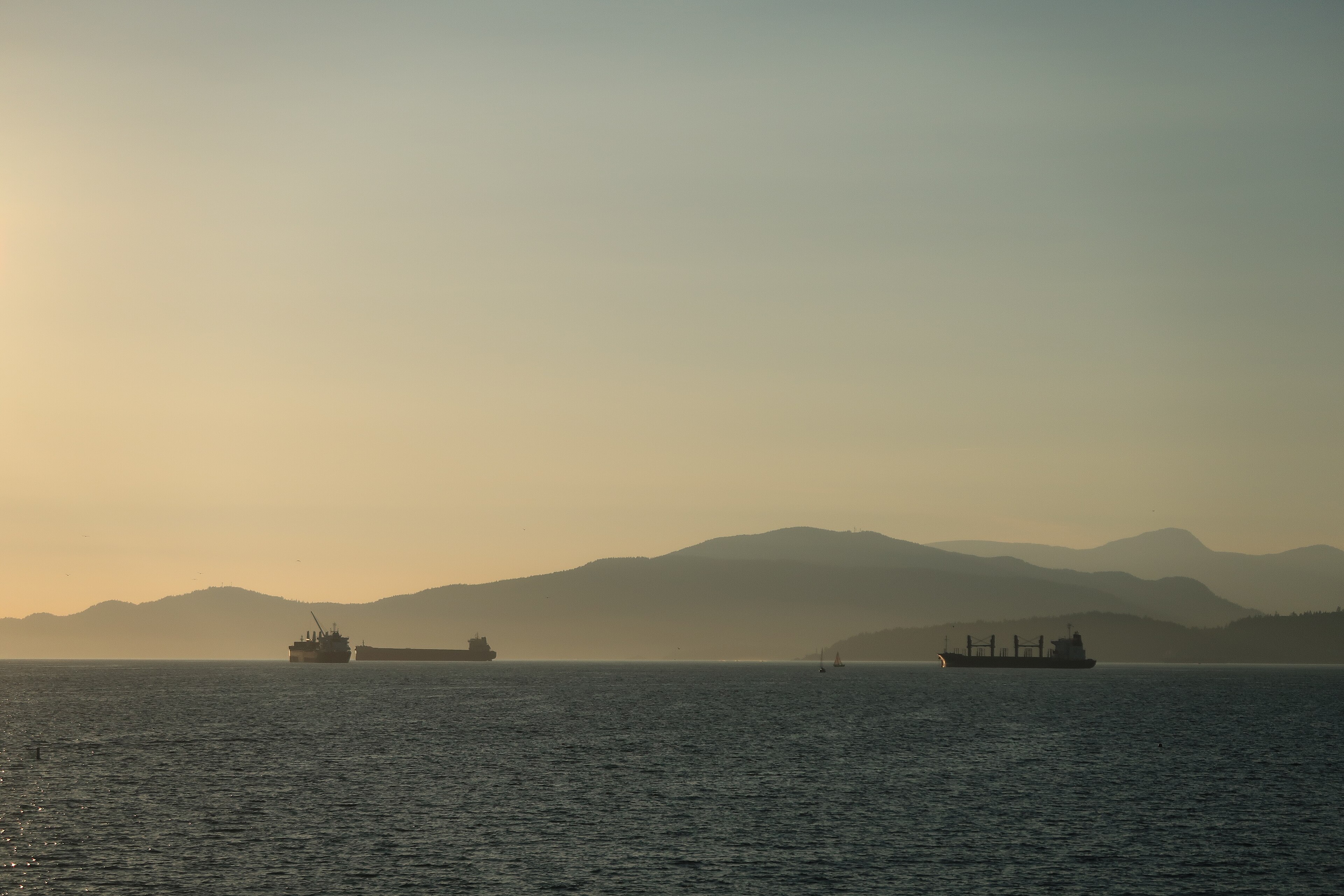 Cargo ship loaded with containers at sea